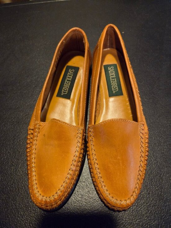 Saddlebred Shoes - Vintage Saddlebred Vista Leather Braided Stitch Loafers Size 6 Preppy, Classic